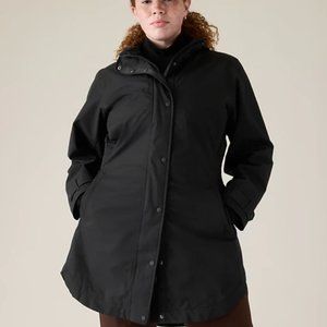 Athleta RAINOUT SUTRO LONG TRENCH Color: Black L NWT